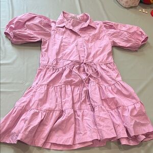 Pink Dress with Puff Sleeves